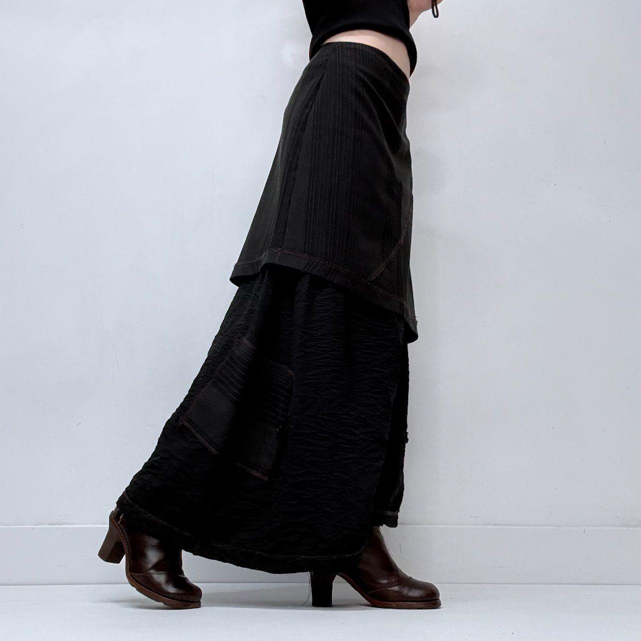 Asymmetric layered grunge pinstripe skirt