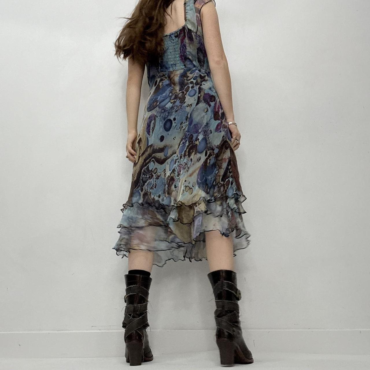 Silk sheer layered bias cut midi dress