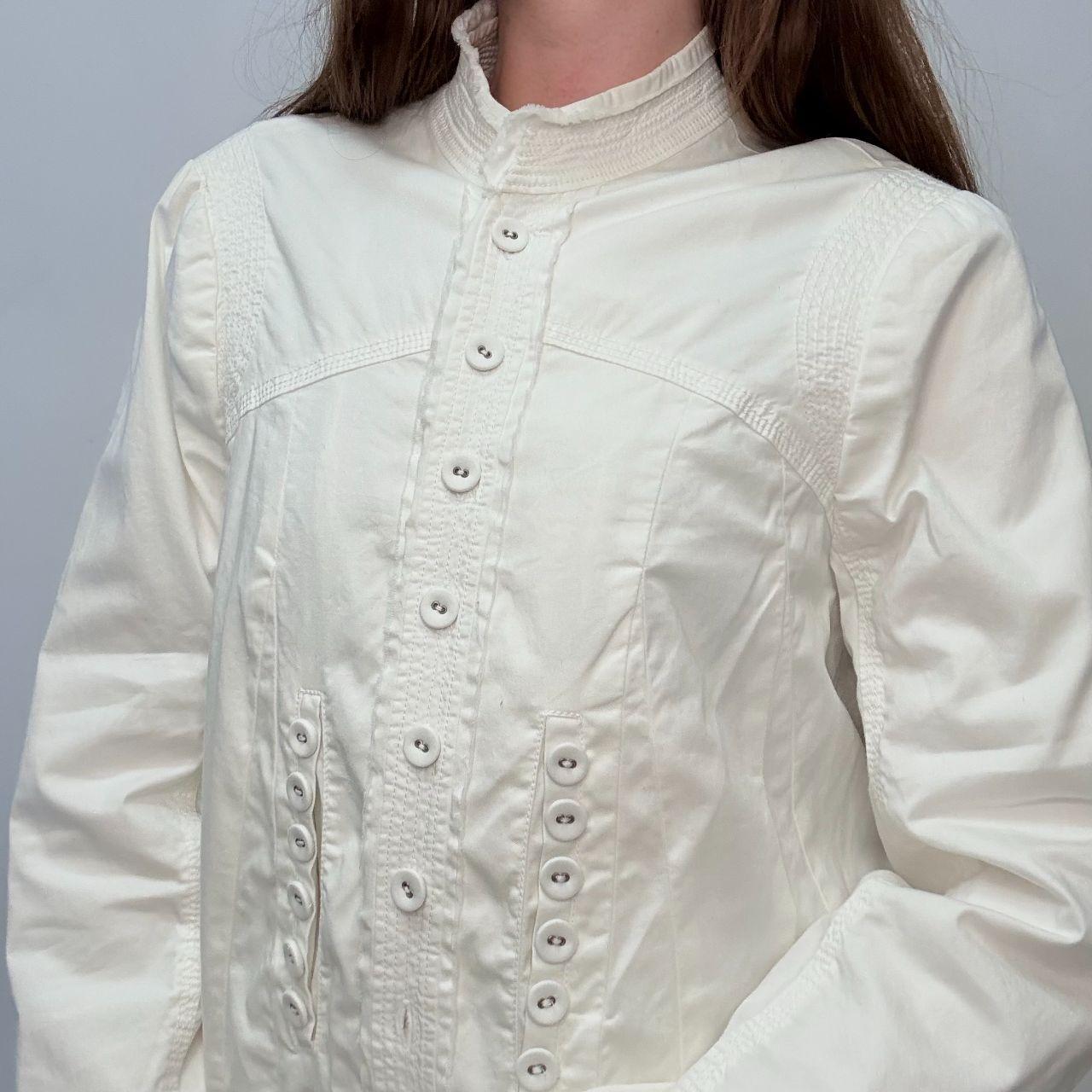 White button-up detailed utility jacket