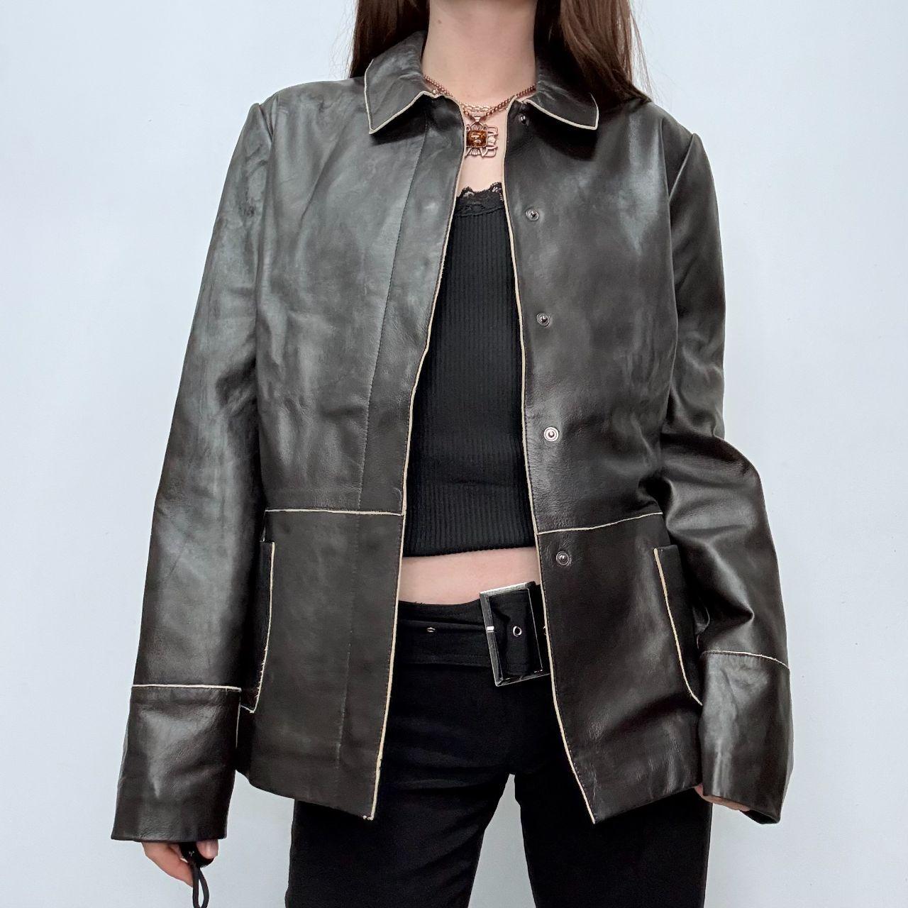 Black leather minimalist jacket