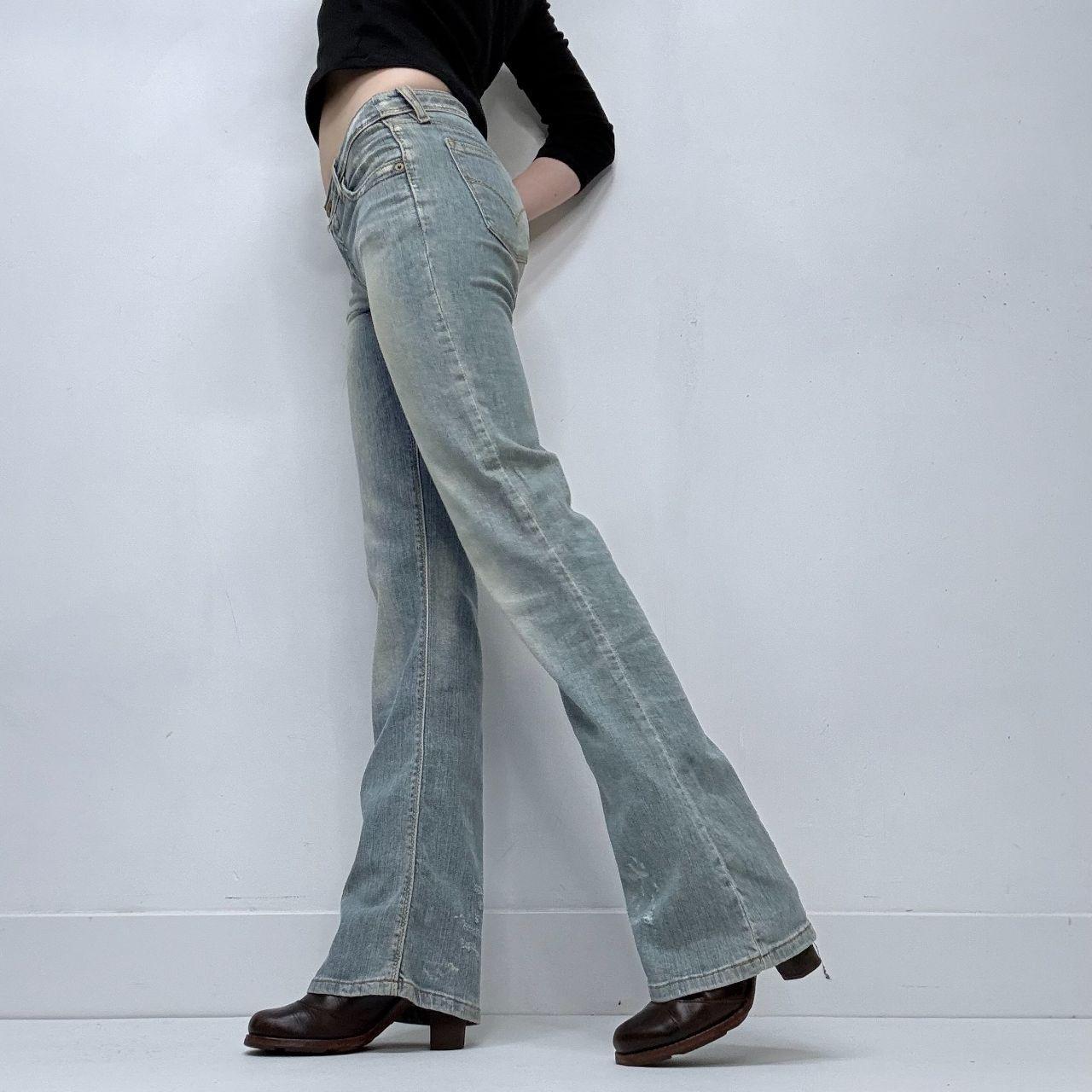 Distressed flared levi's jeans