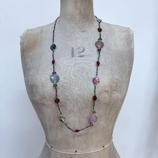 Long beaded gemstone necklace