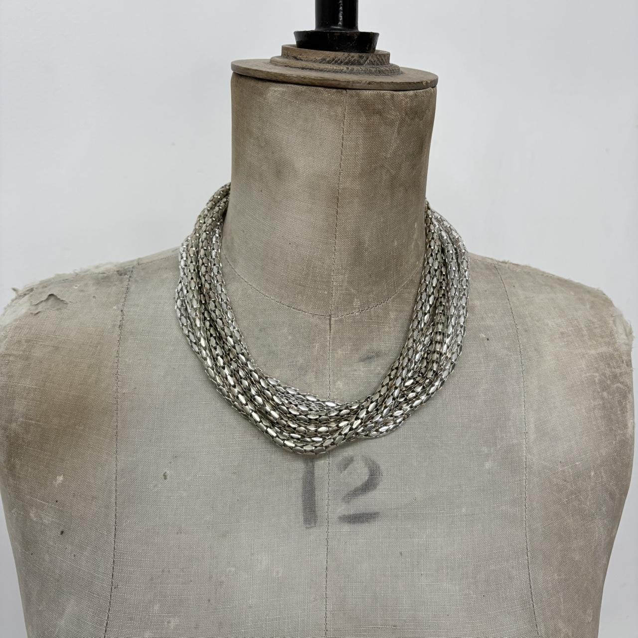 Layered silver chain necklace