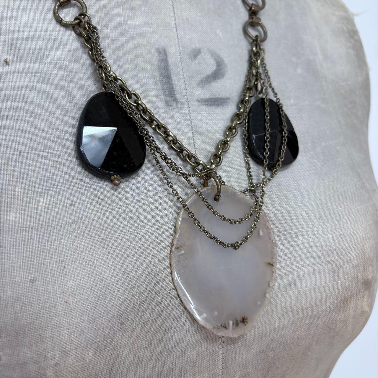 Long draped chain crystal necklace