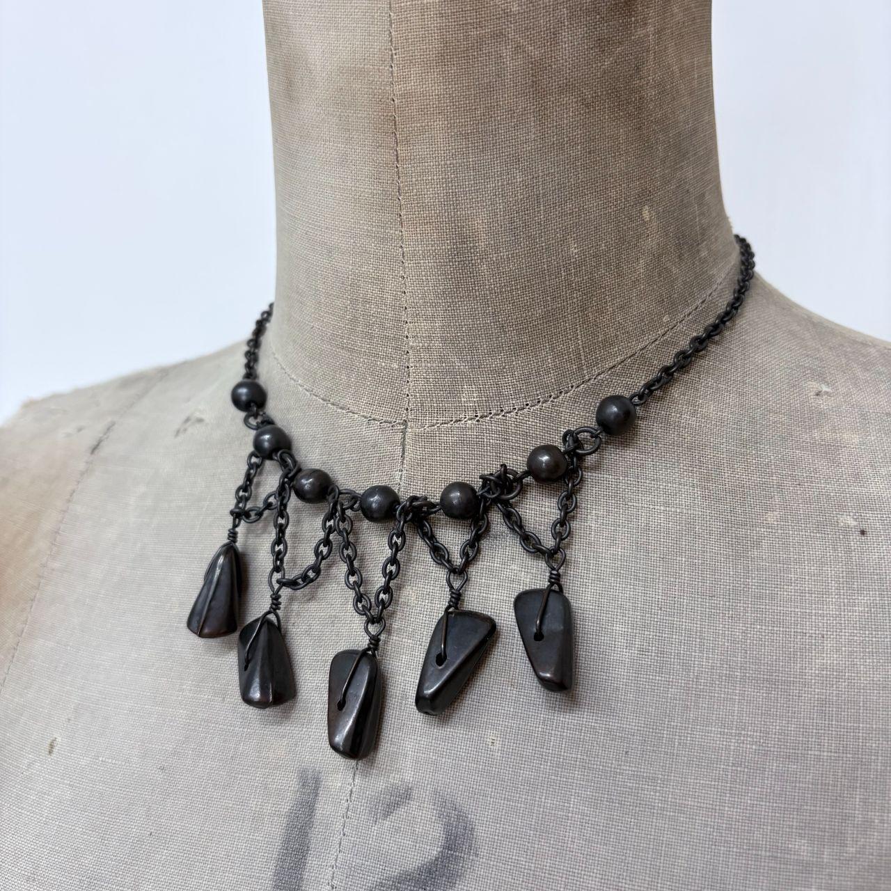 Black draped chain necklace