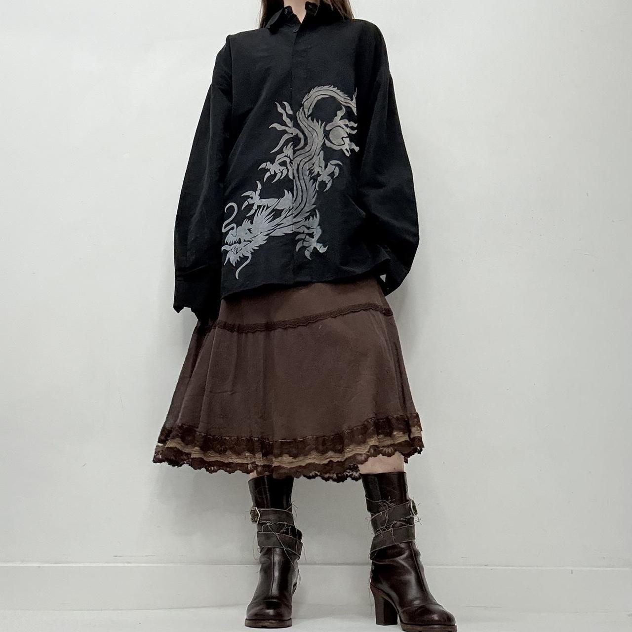 Oversized black graphic dragon shirt
