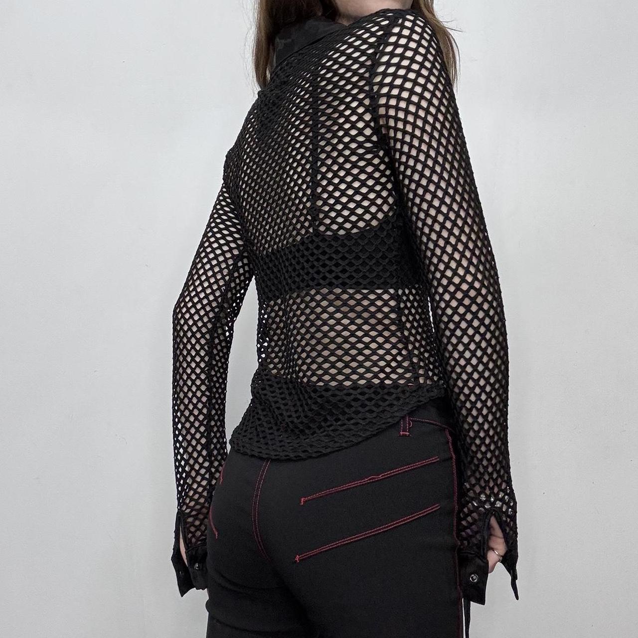 Sheer fishnet mesh grunge shirt