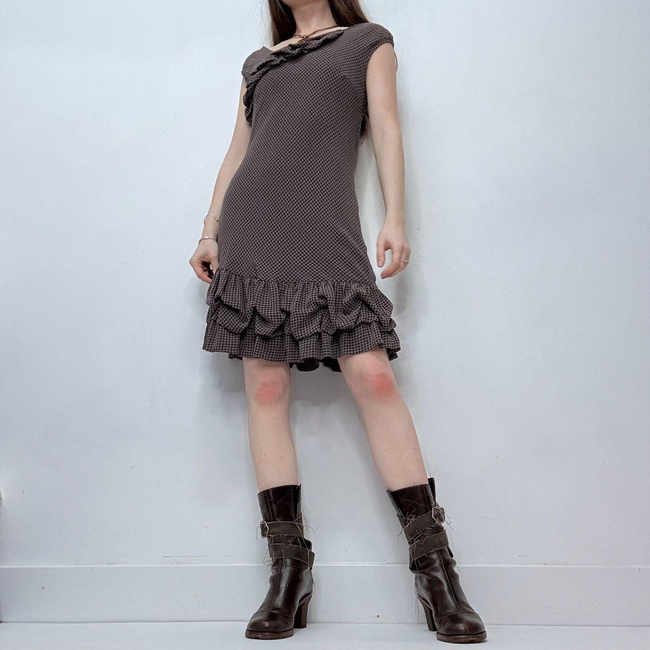 Asymmetric cop copine gingham dress