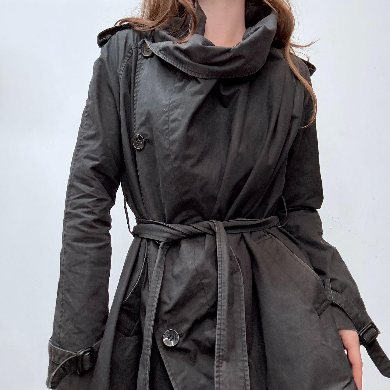 Black asymmetric draped allsaints trench coat