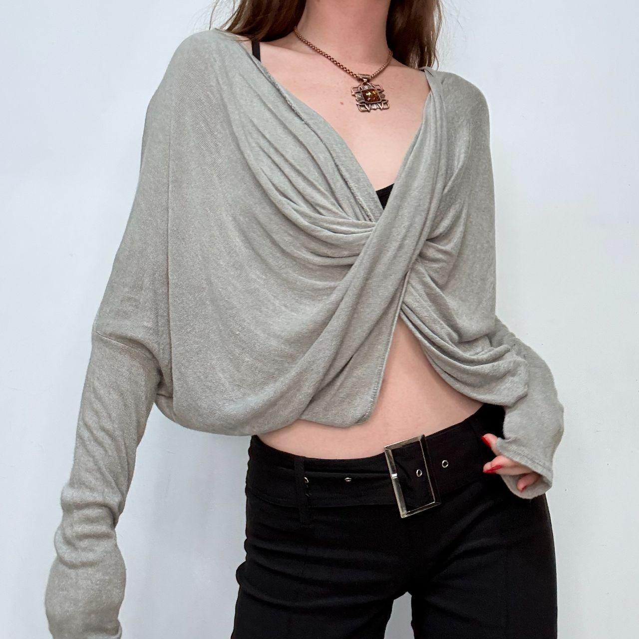 Slouchy twist grey knit jumper