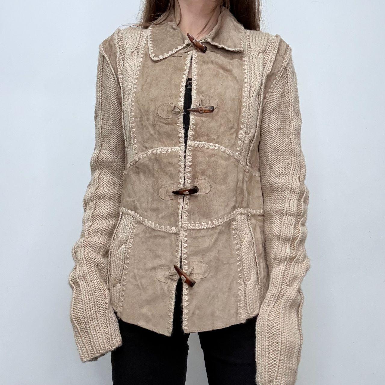 Knitted crochet suede boho jacket