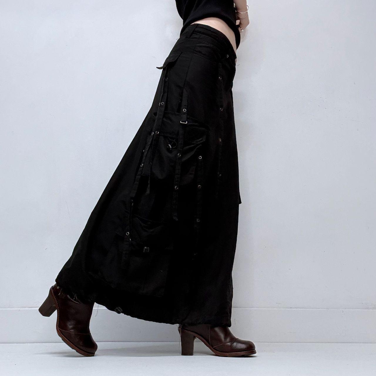 Black low rise parachute gothic skirt
