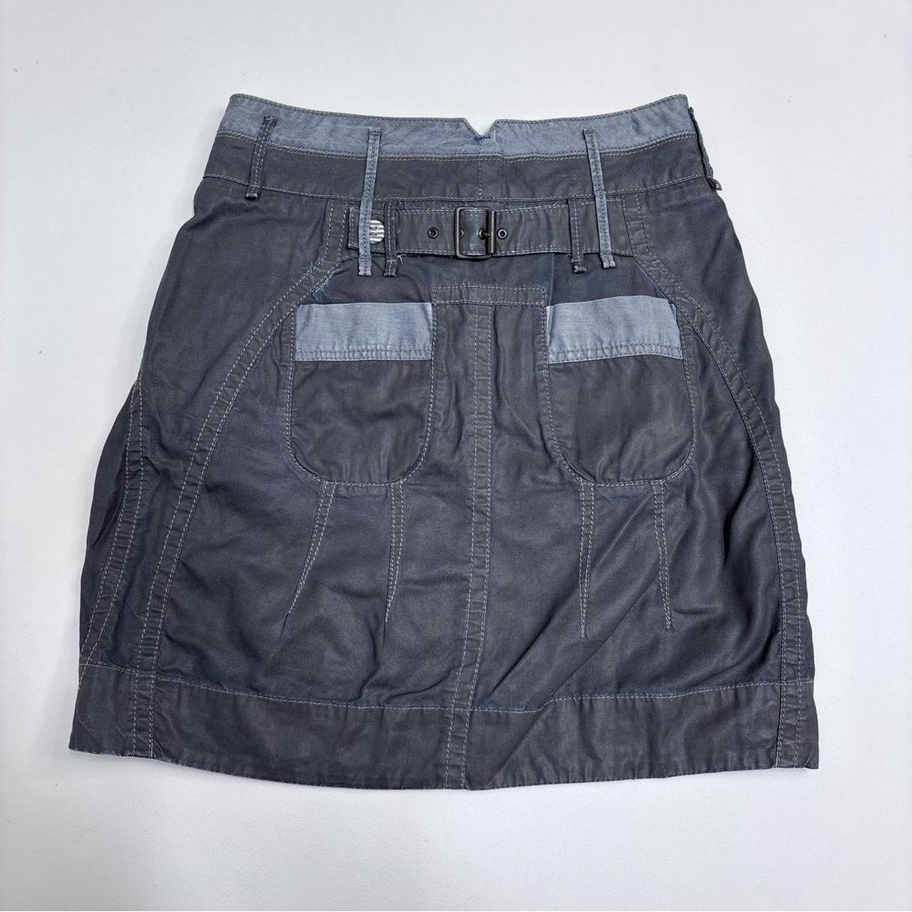 Utility cargo asymmetric button skirt