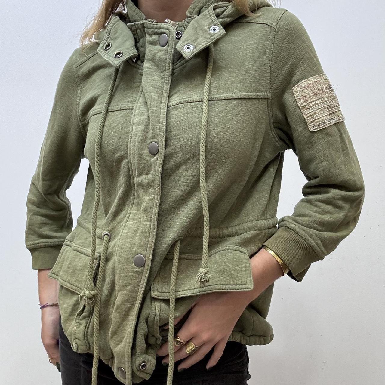 Khaki cotton jersey cargo utility jacket