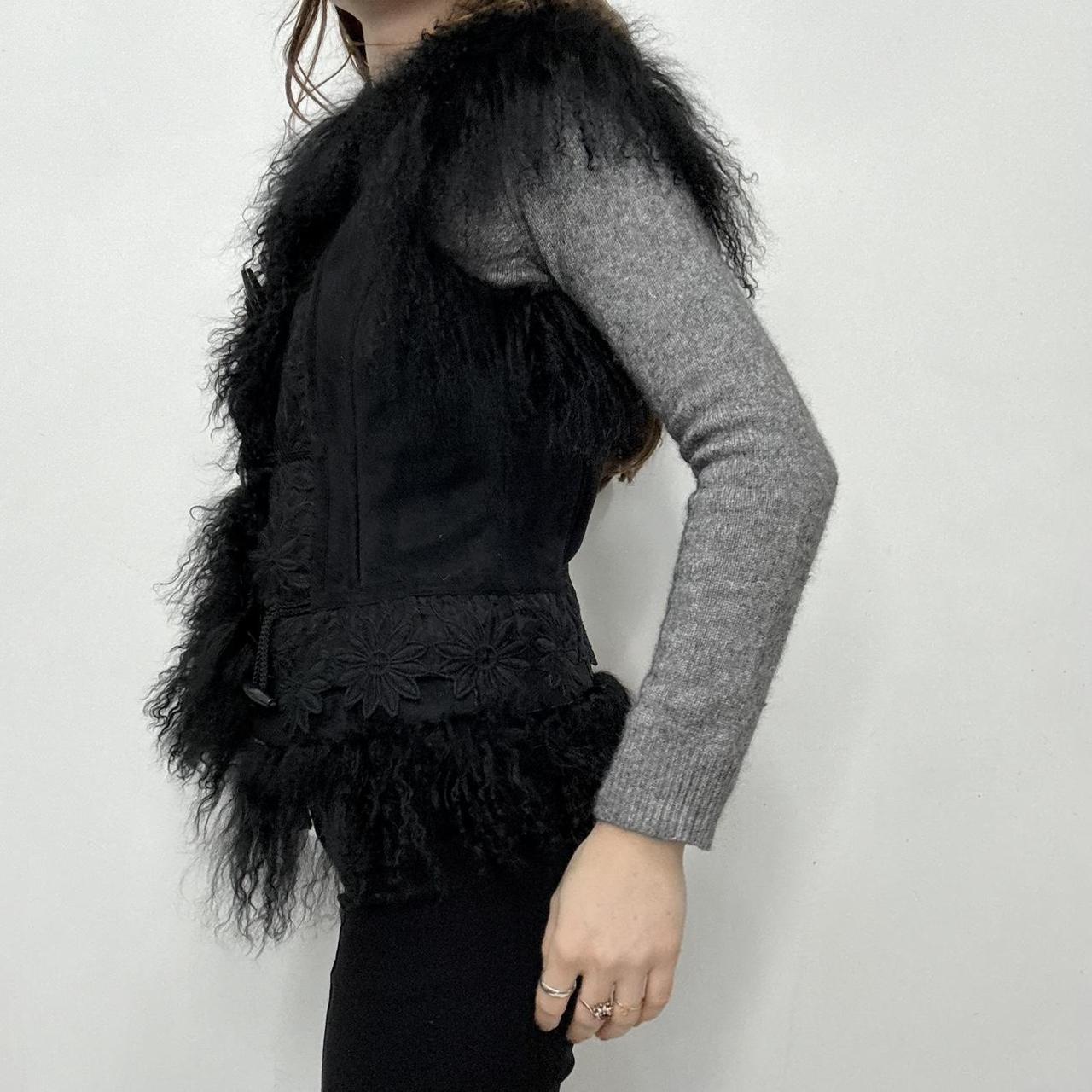 Boho Mongolian fur black vest