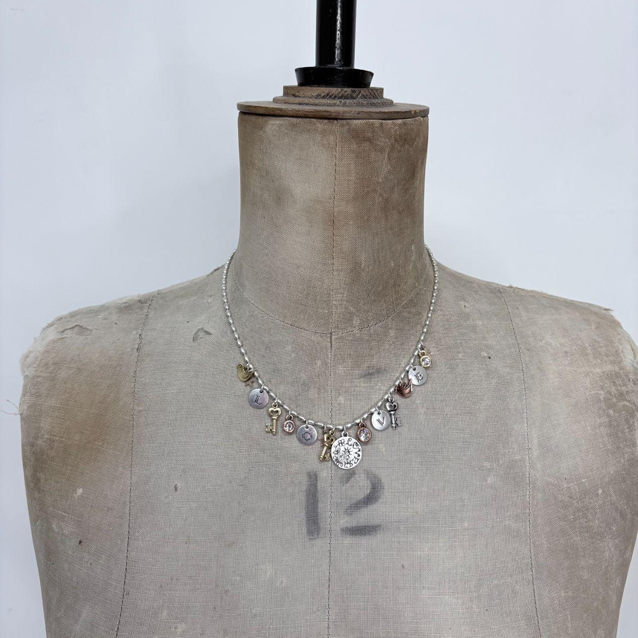Silver charm coin necklace