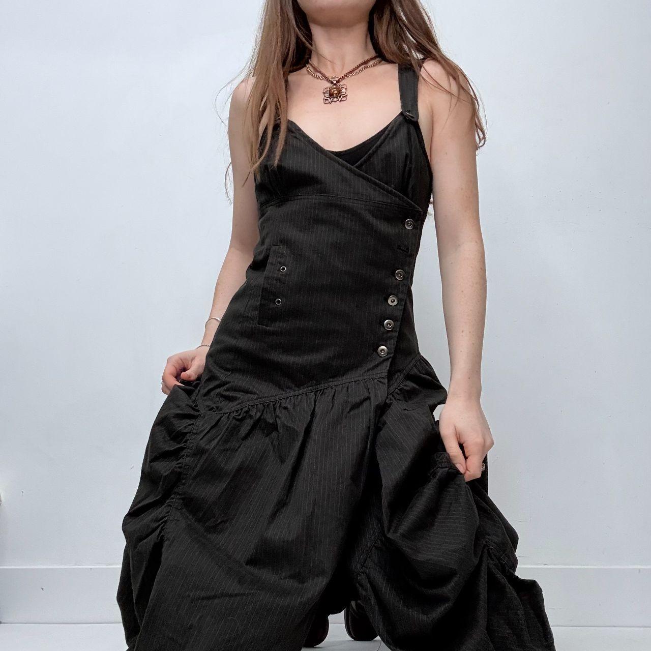 Asymmetric black cargo dress