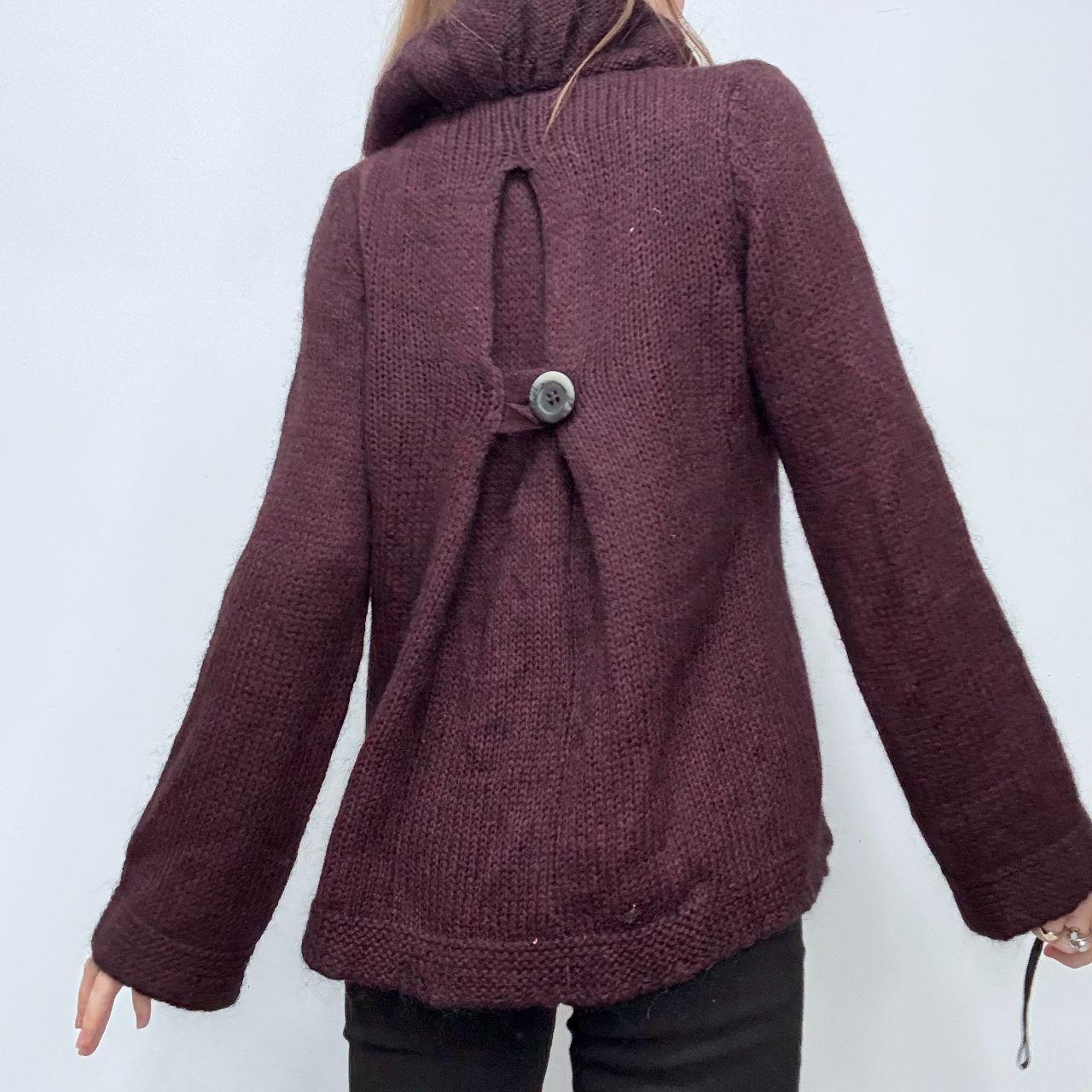 Asymmetric pinstripe flared knit jacket