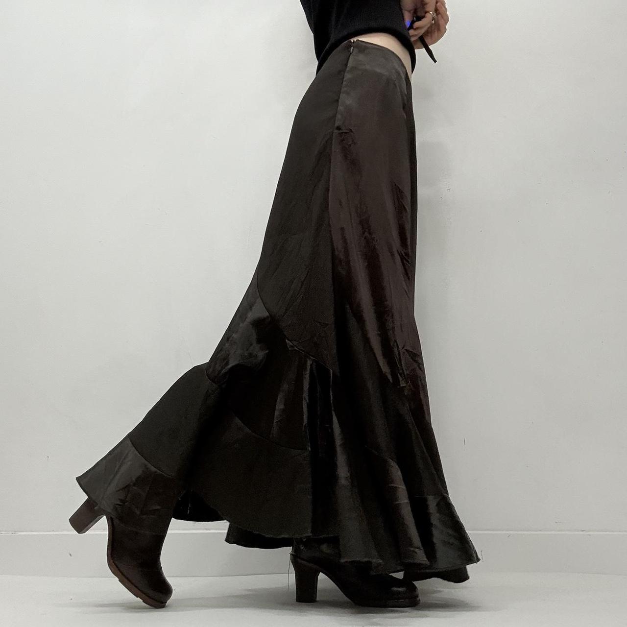 Brown layered maxi skirt