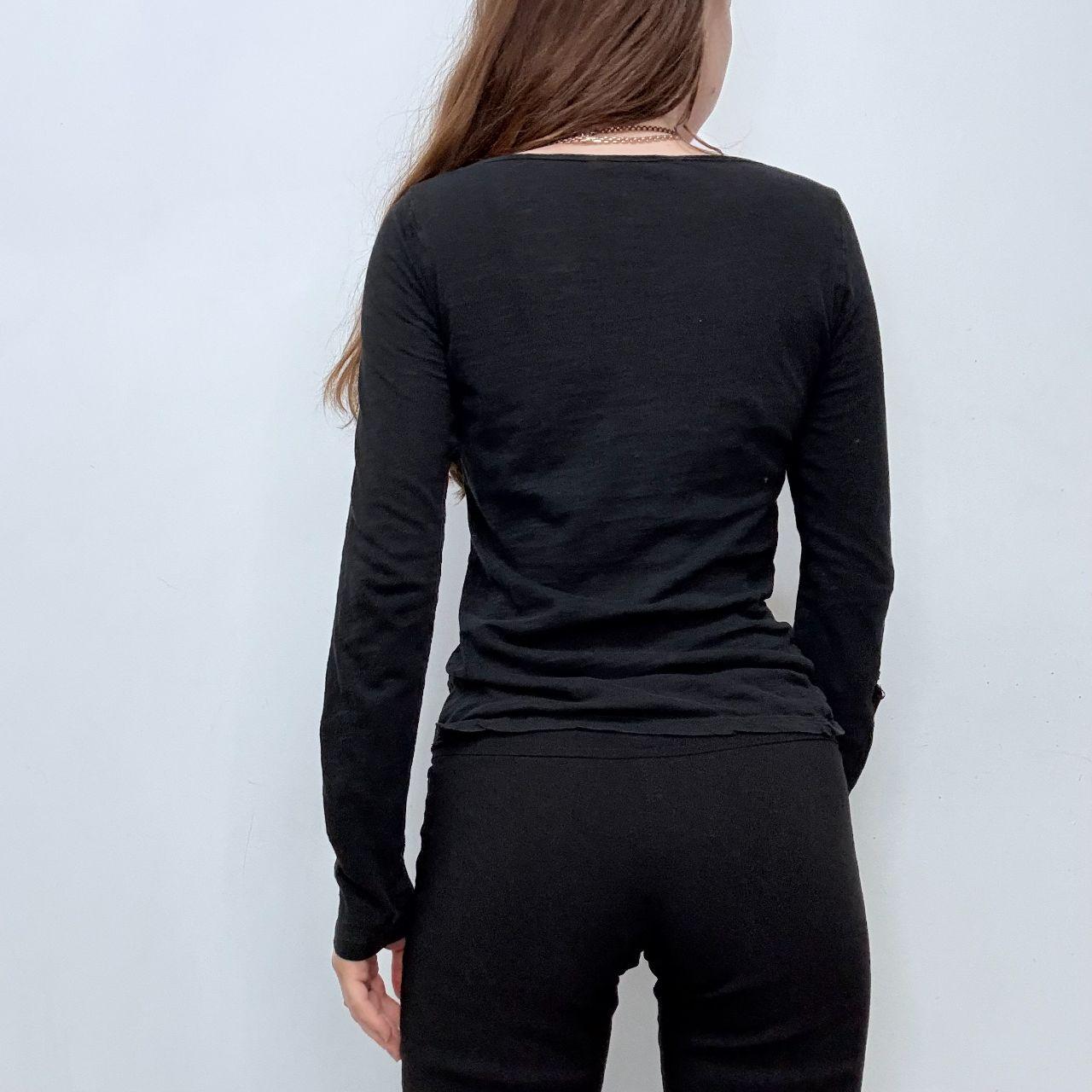 Black slouchy long sleeve button t-shirt