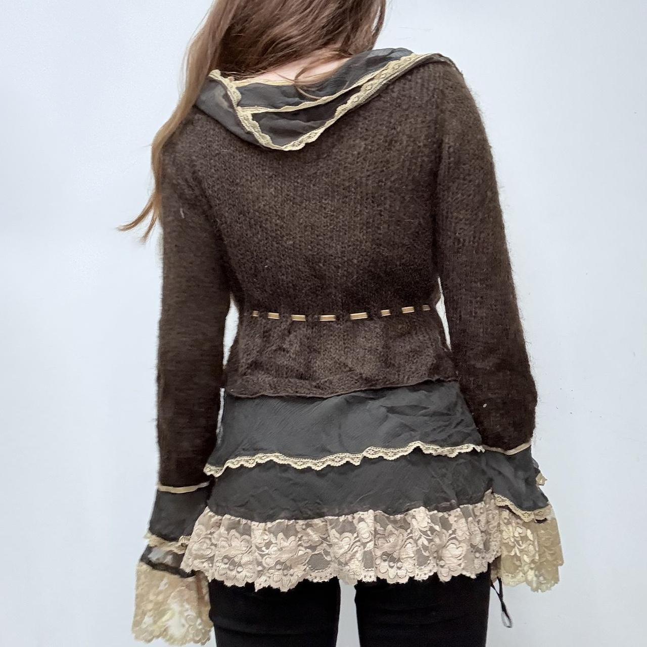 Brown mohair lace flared top