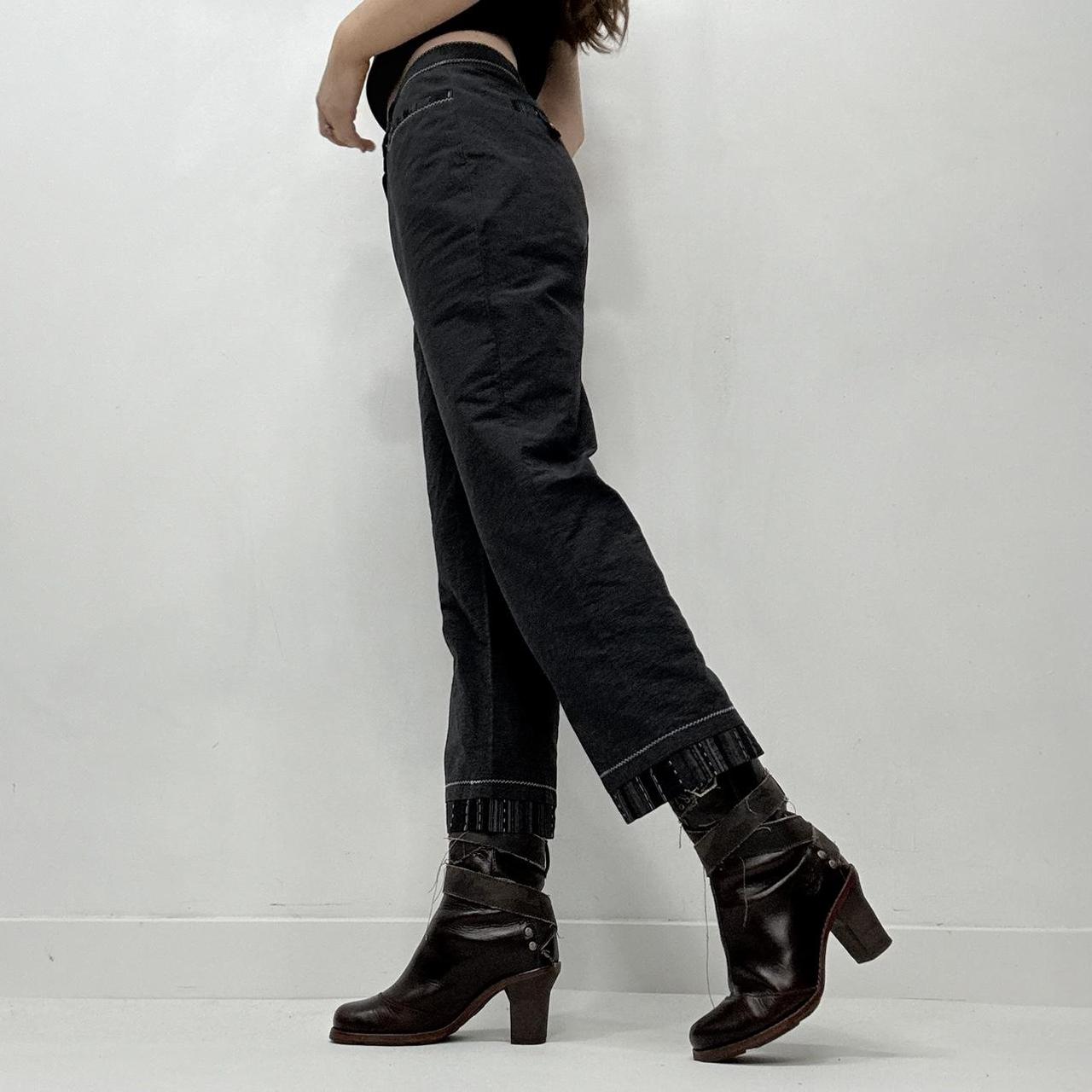 Grey pinstripe flared wide leg minimalist trousers