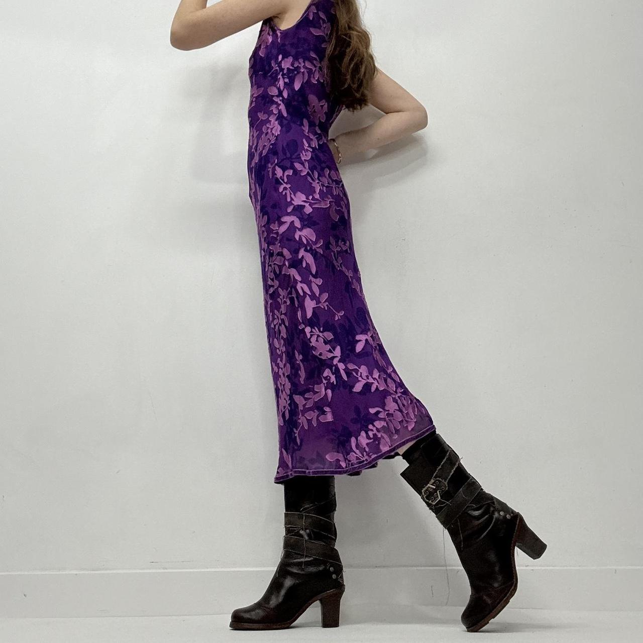 Silk bias cut floral embossed midi dress