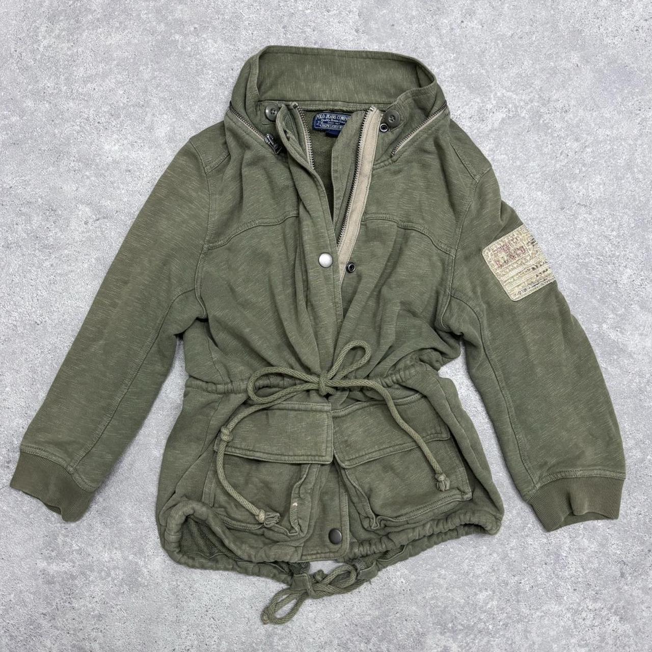 Khaki cotton jersey cargo utility jacket