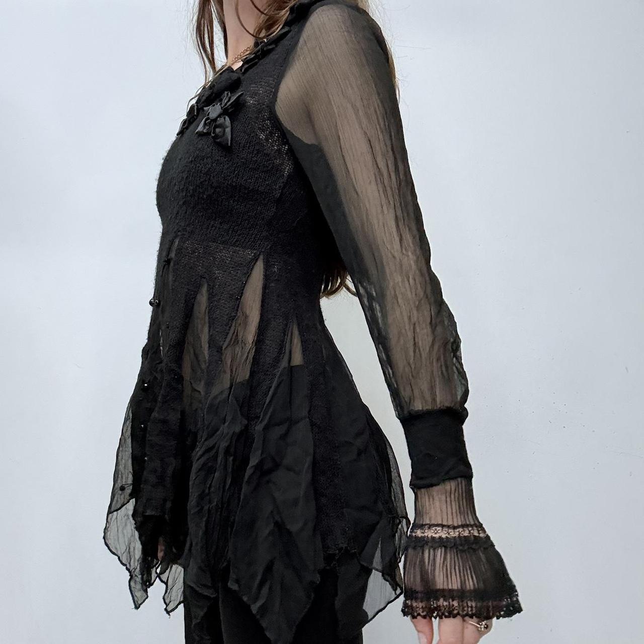 Sheer flared black gothic fairy top
