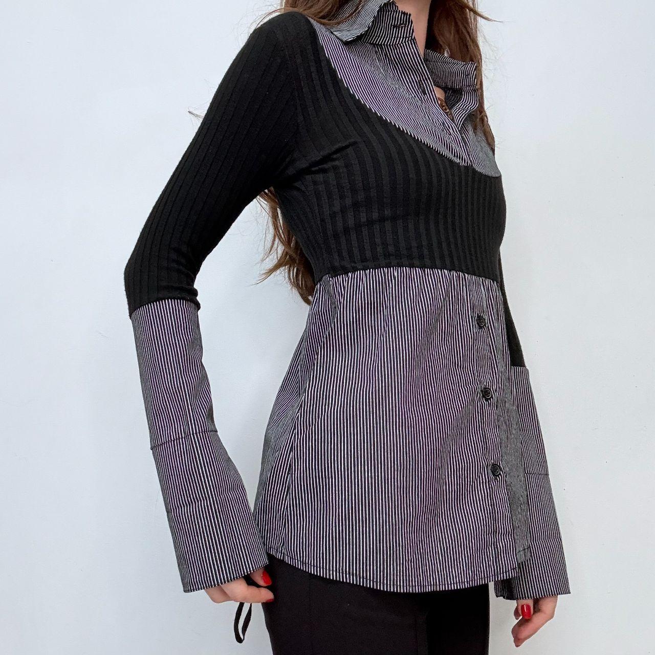 Flared pinstripe sweater Y2K shirt
