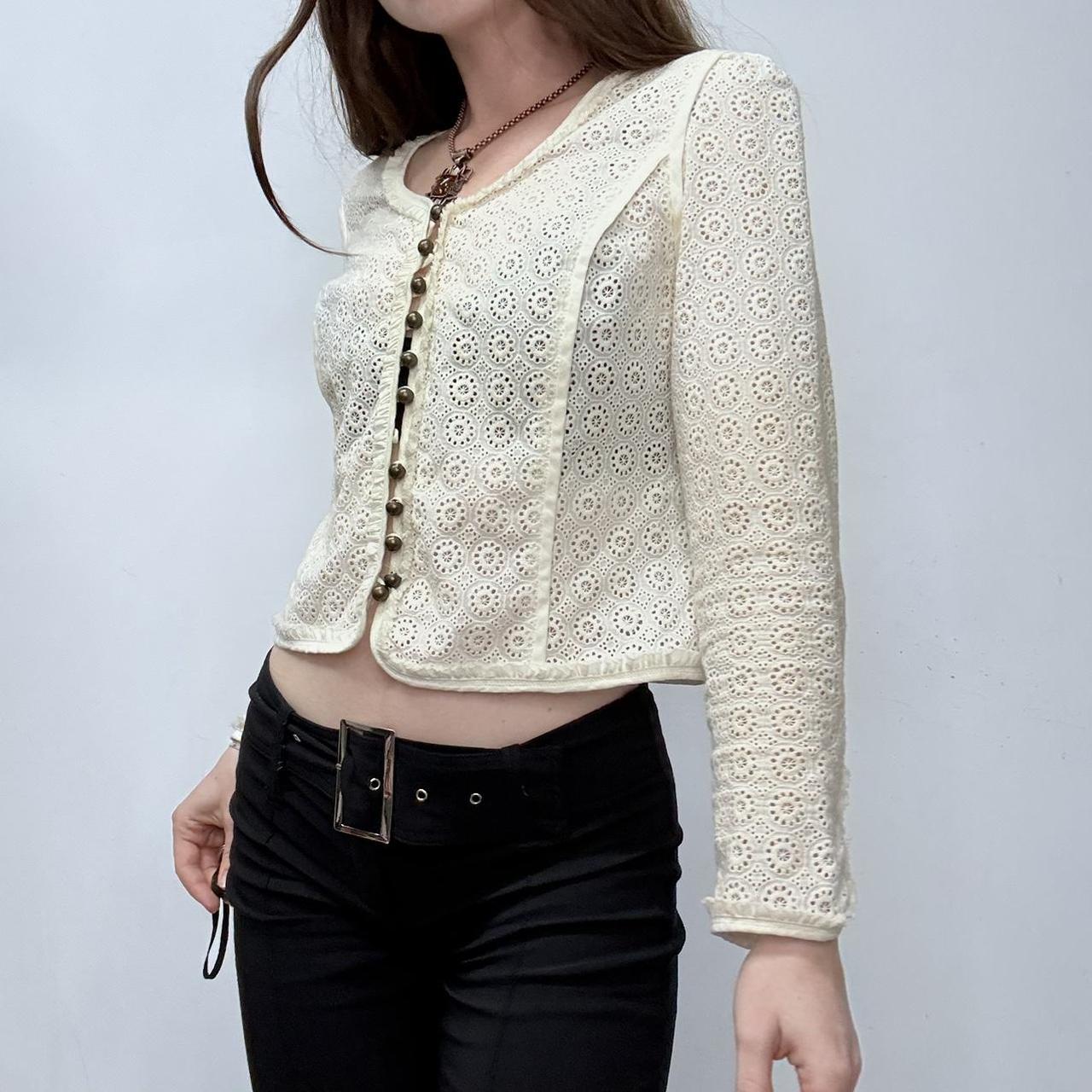 Cream embroidered regency blouse