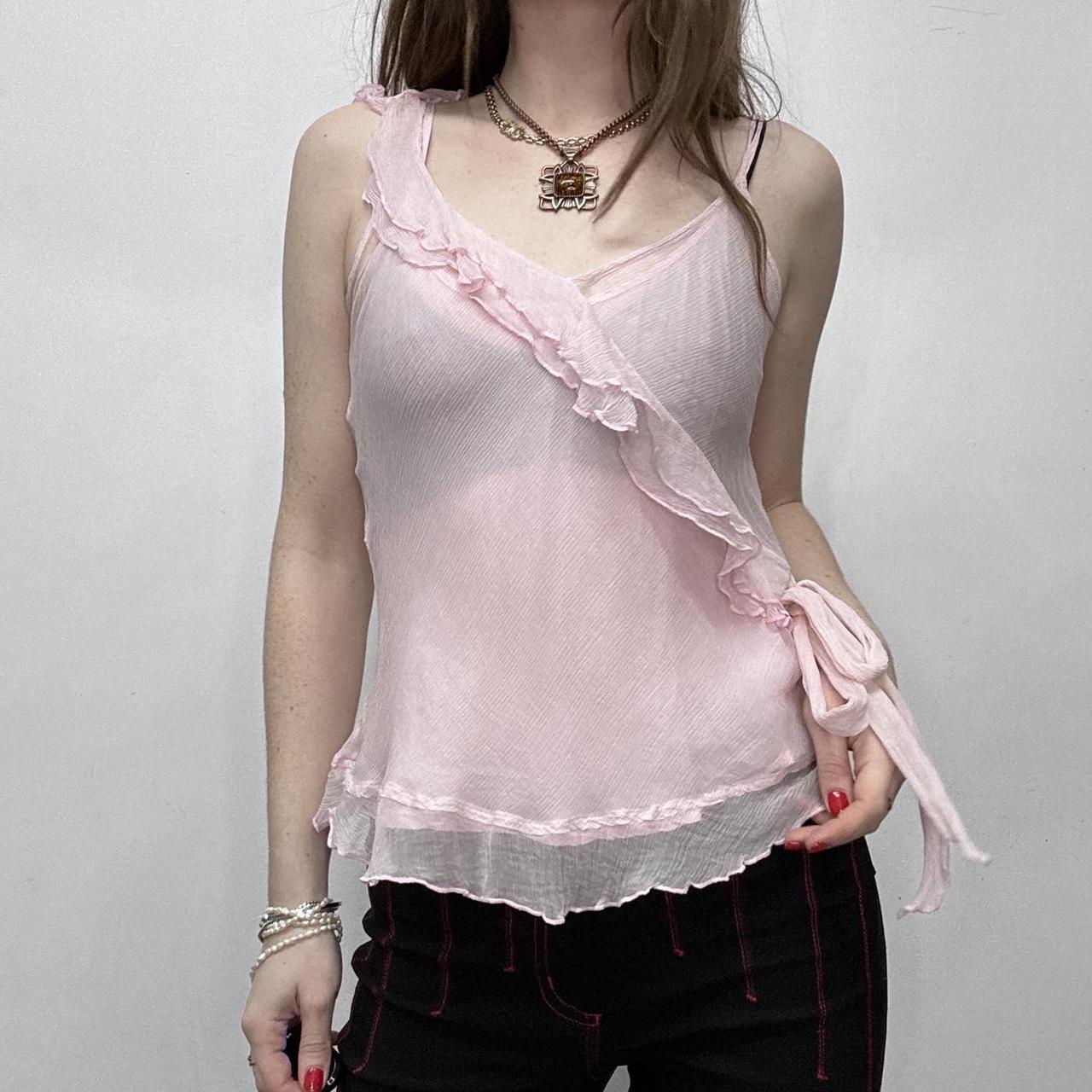 Sheer pink silk flutter vest