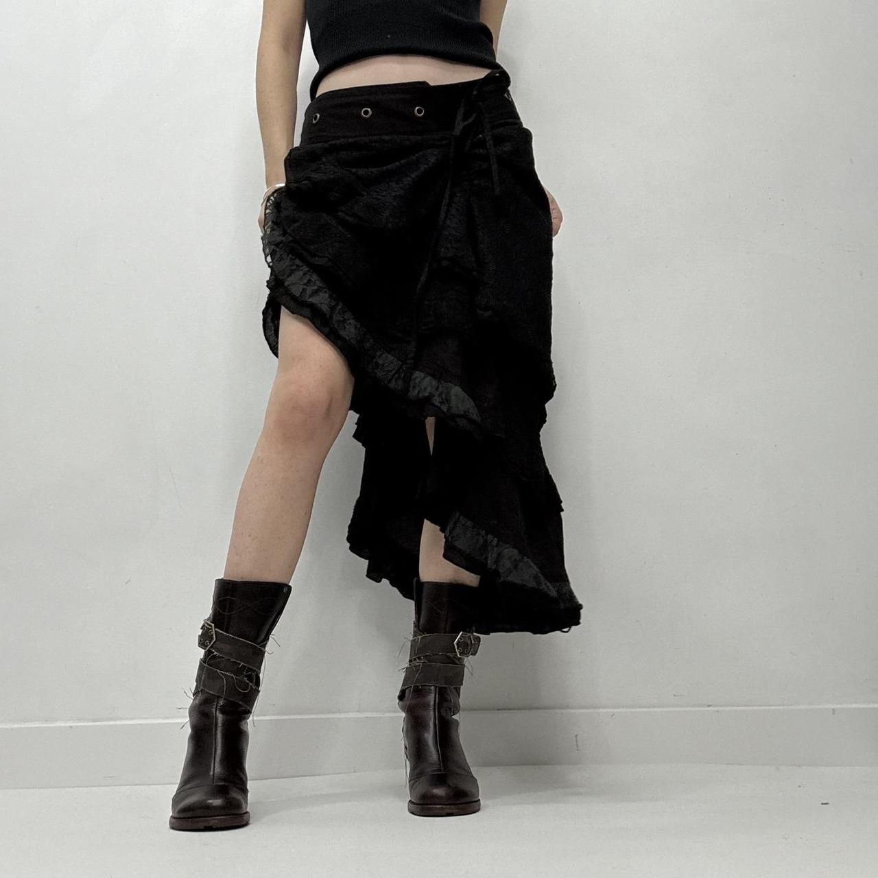 Black lace wrap studded eyelet skirt