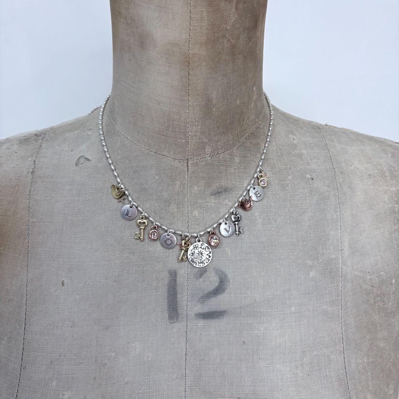 Silver charm coin necklace
