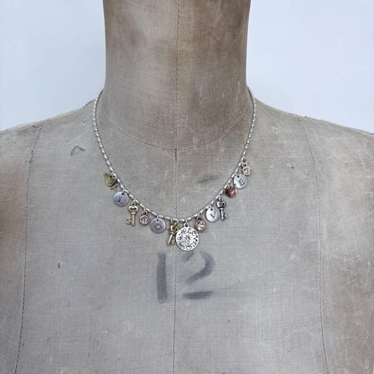 Silver charm coin necklace