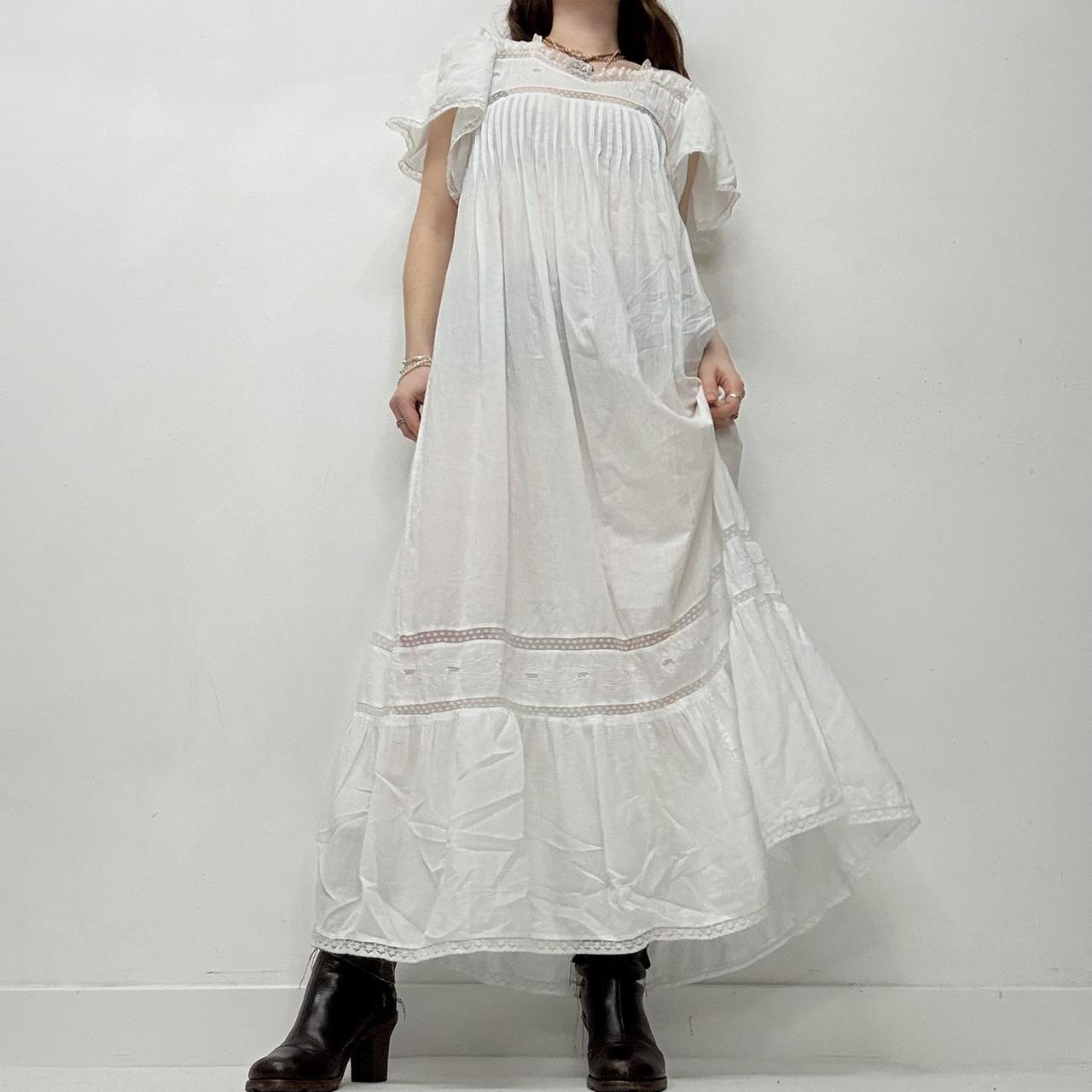 White lace embroidered nightie dress