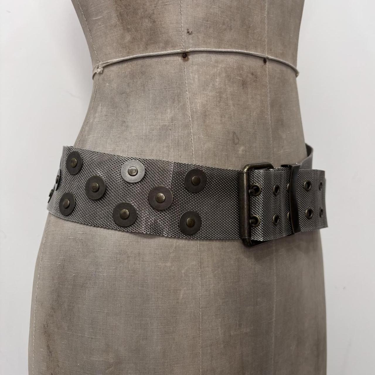 Silver studded chain metal belt