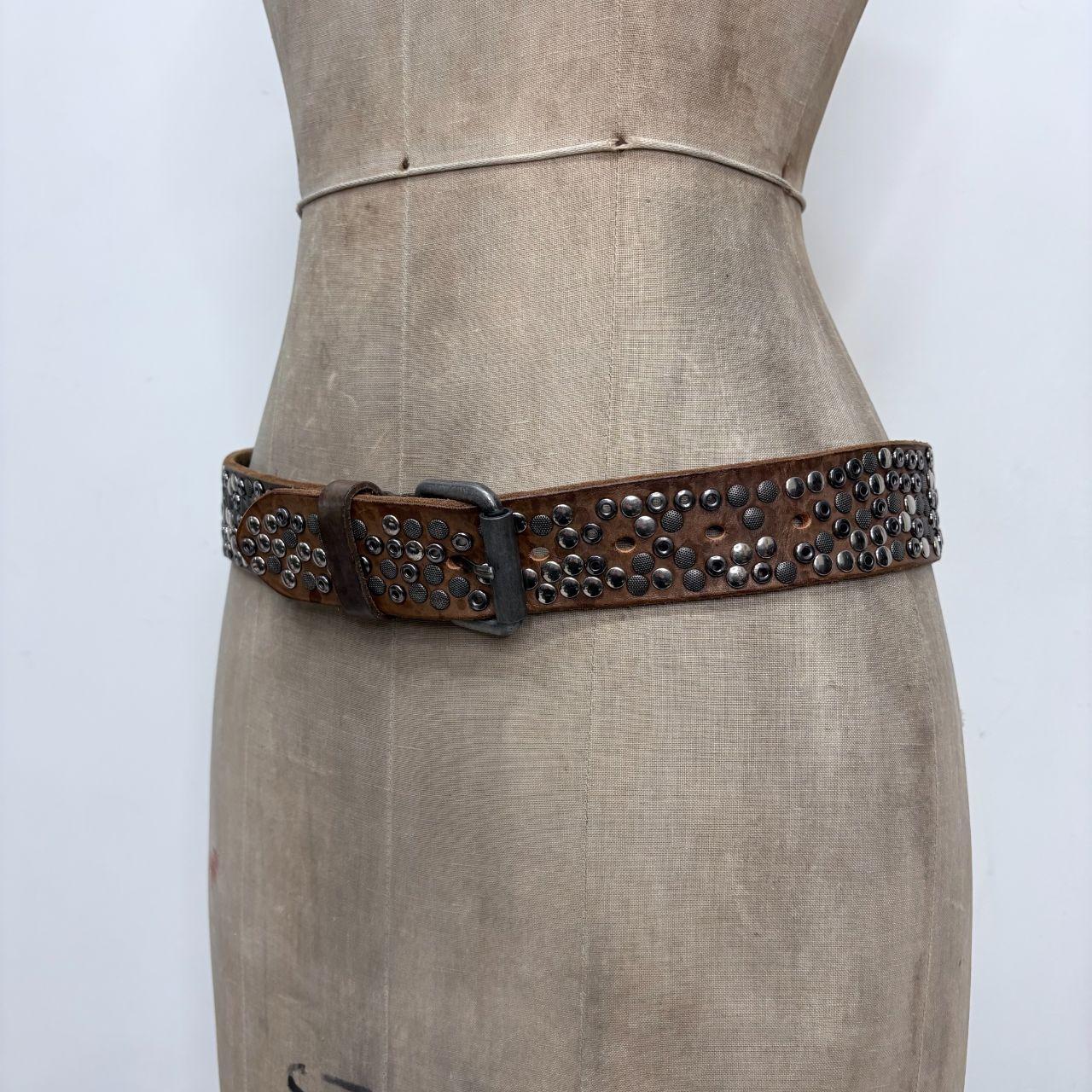 Brown leather studded grunge belt