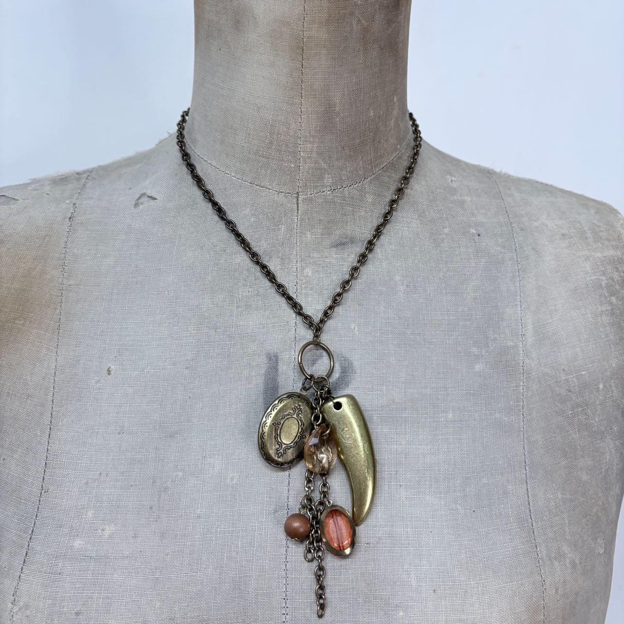 Boho hanging beaded charm necklace