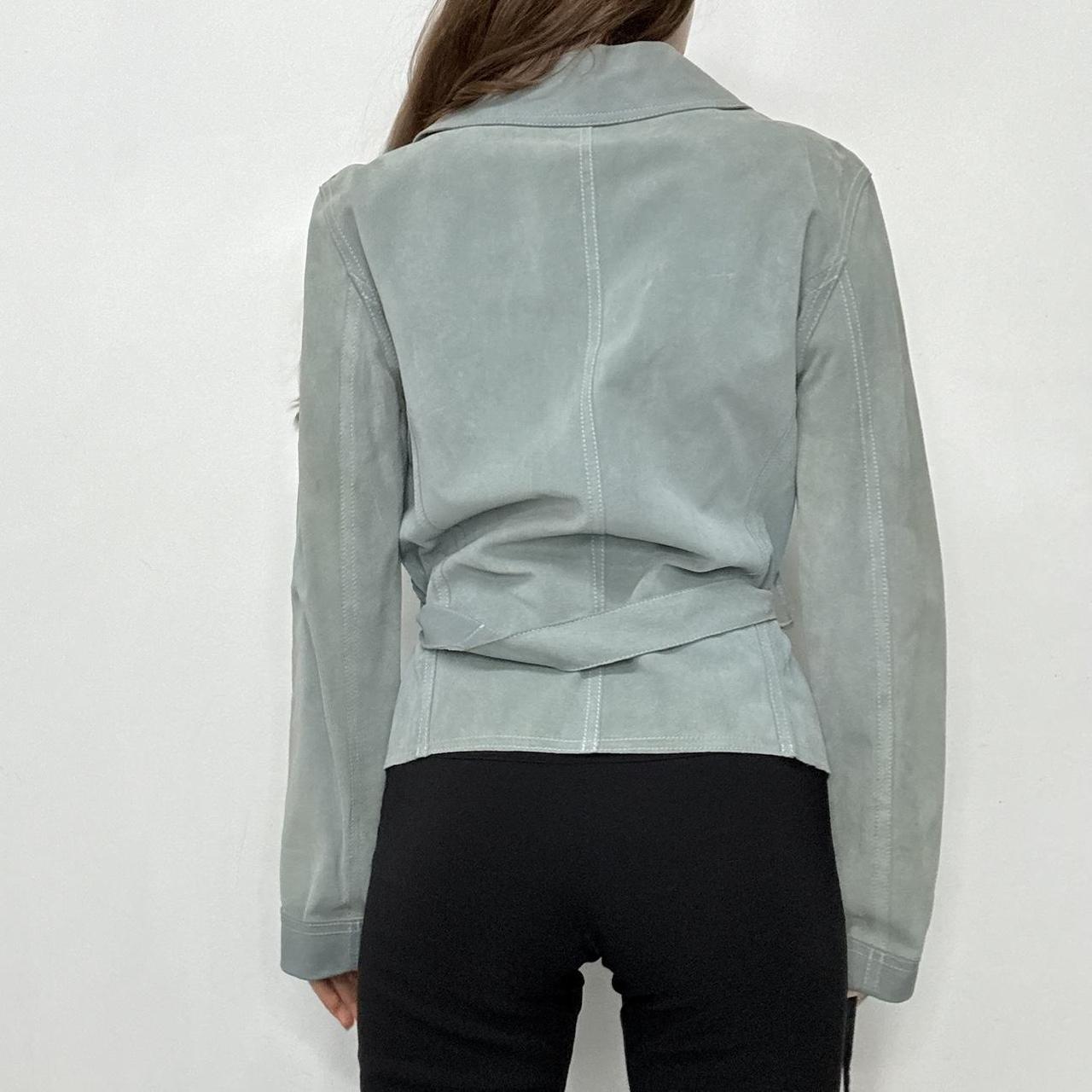 Slouchy pale blue suede coat