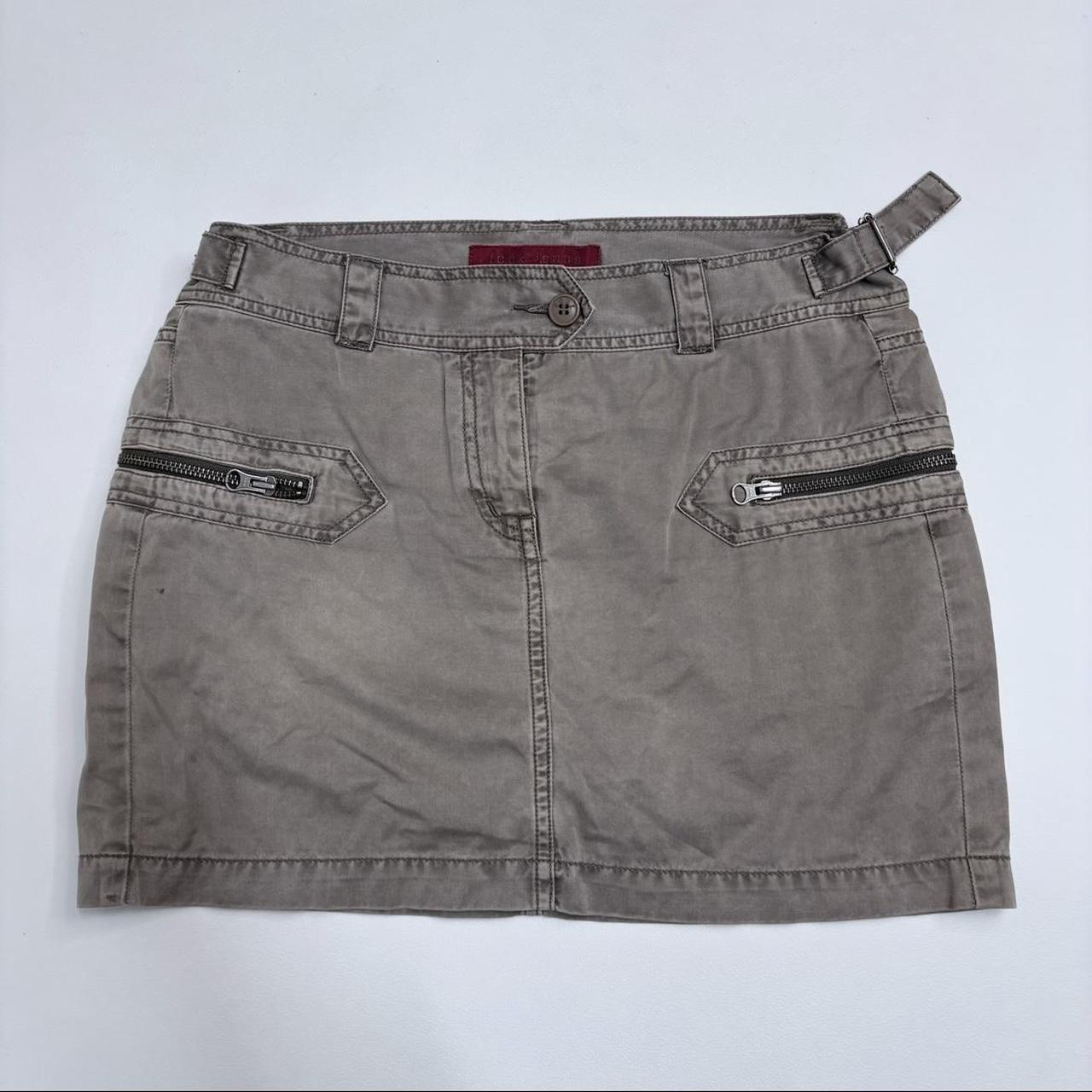 Tan utility mini cargo skirt