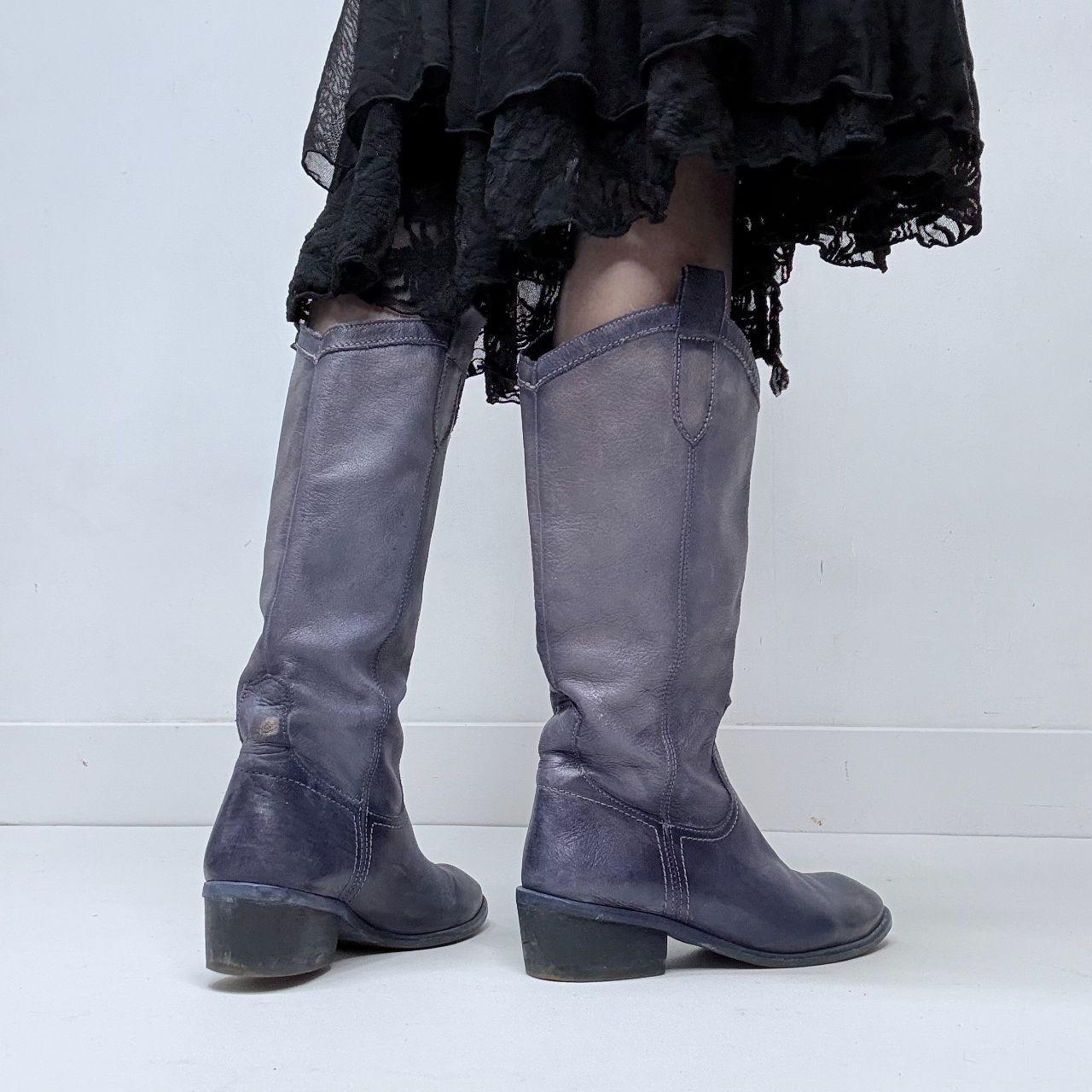 Distressed navy/purple western boots