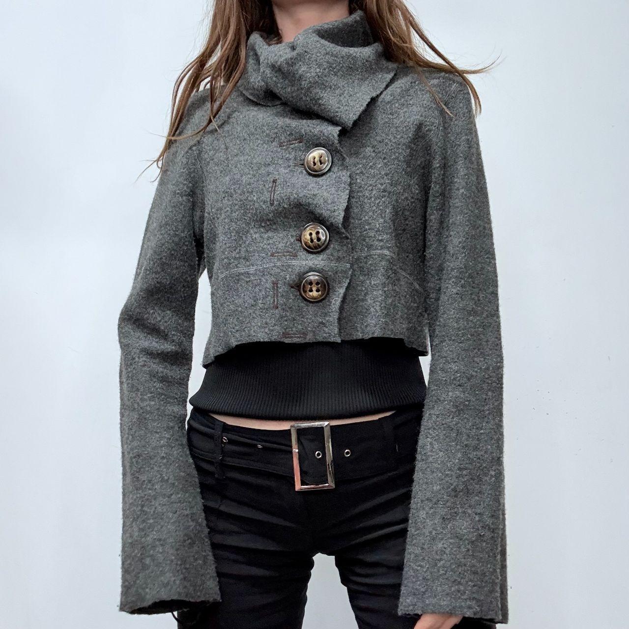 Grey flared asymmetric cropped jacket