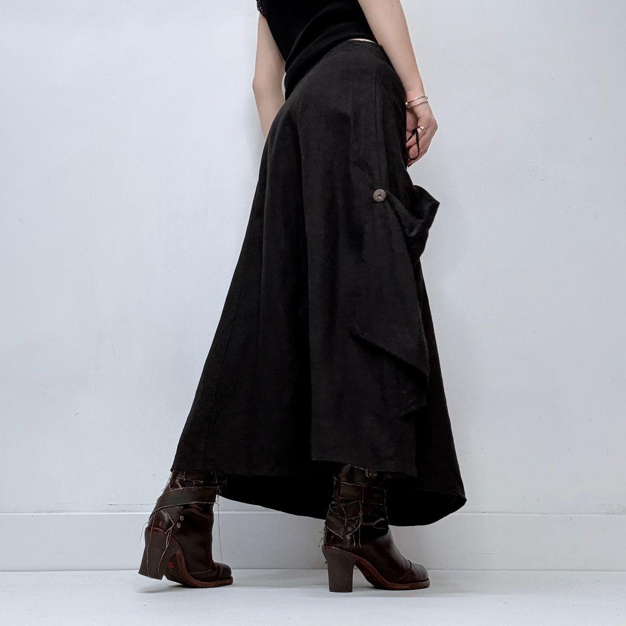 Draped flared maxi skirt