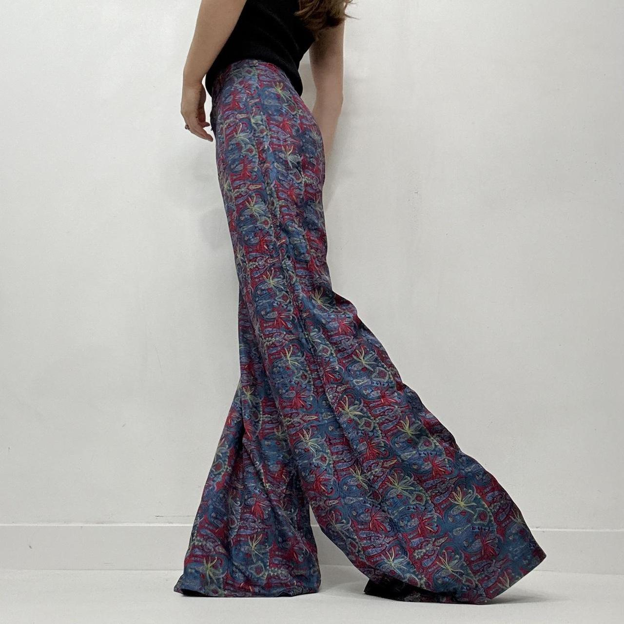 Paisley silk flare floaty trousers