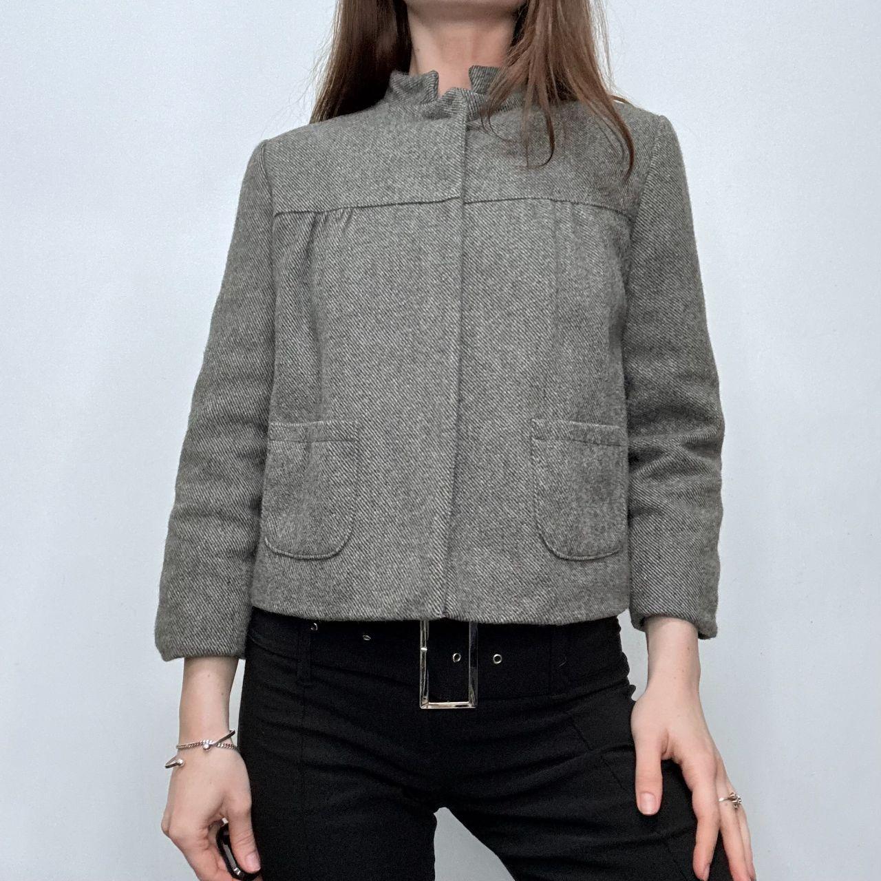 Grey flared cropped pea coat
