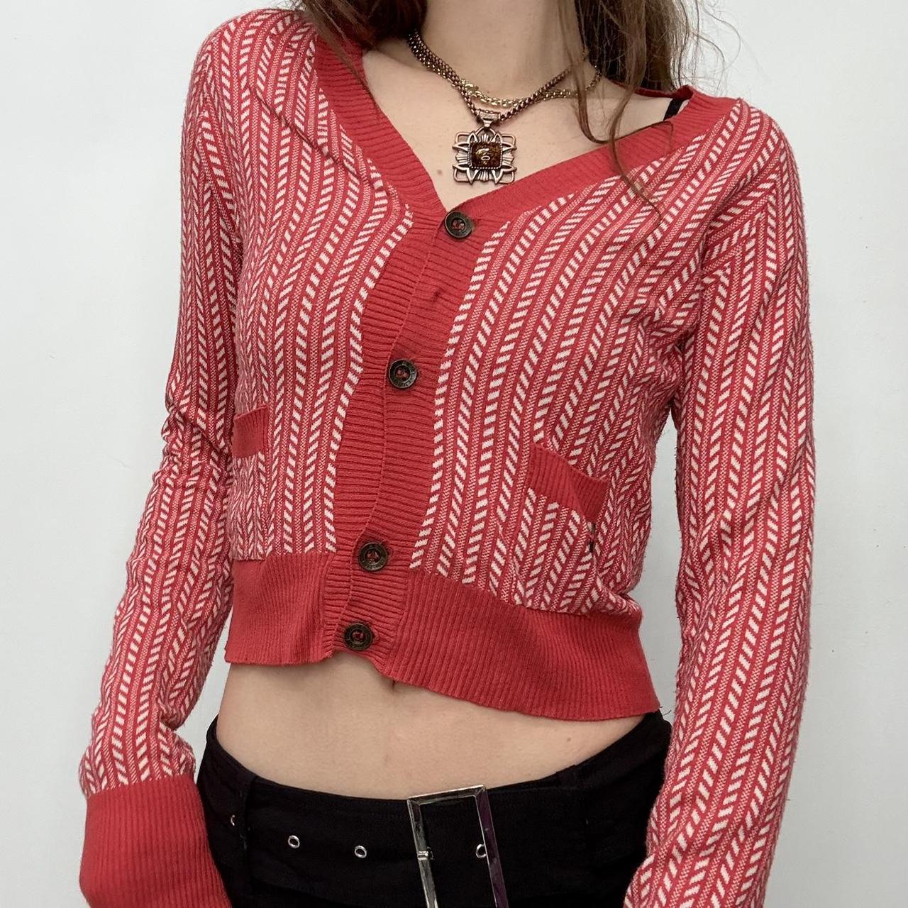 Red cropped slouchy diesel cardigan