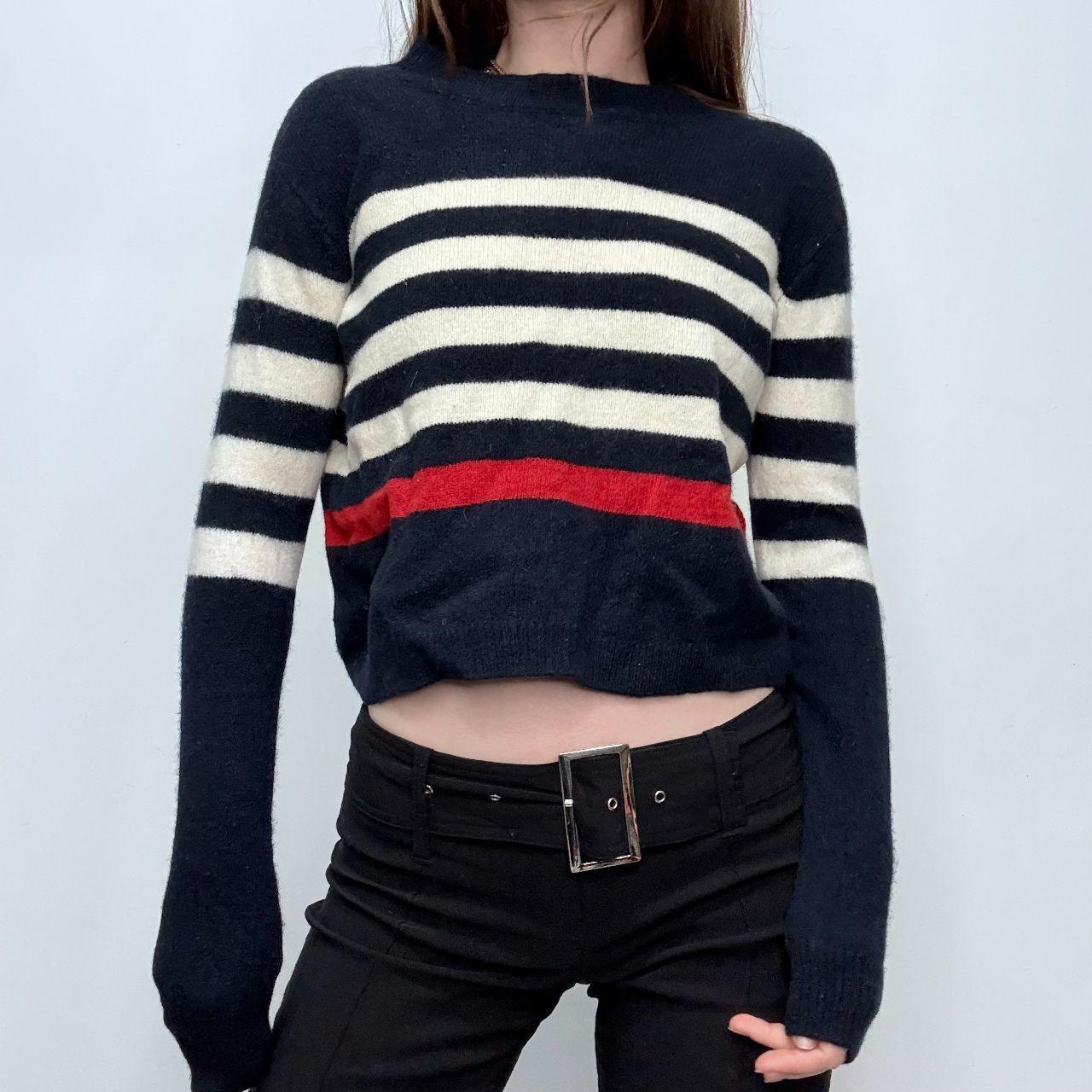 Navy wool striped knit jumper