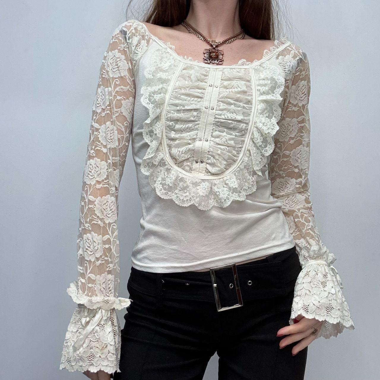 Cream lace coquette cottage shirt