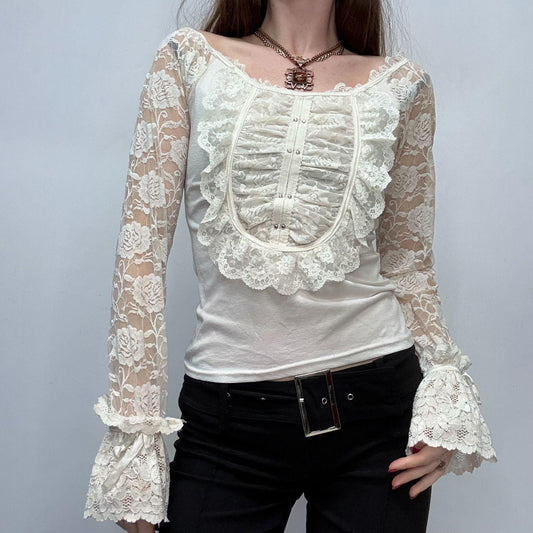 Cream lace coquette cottage shirt